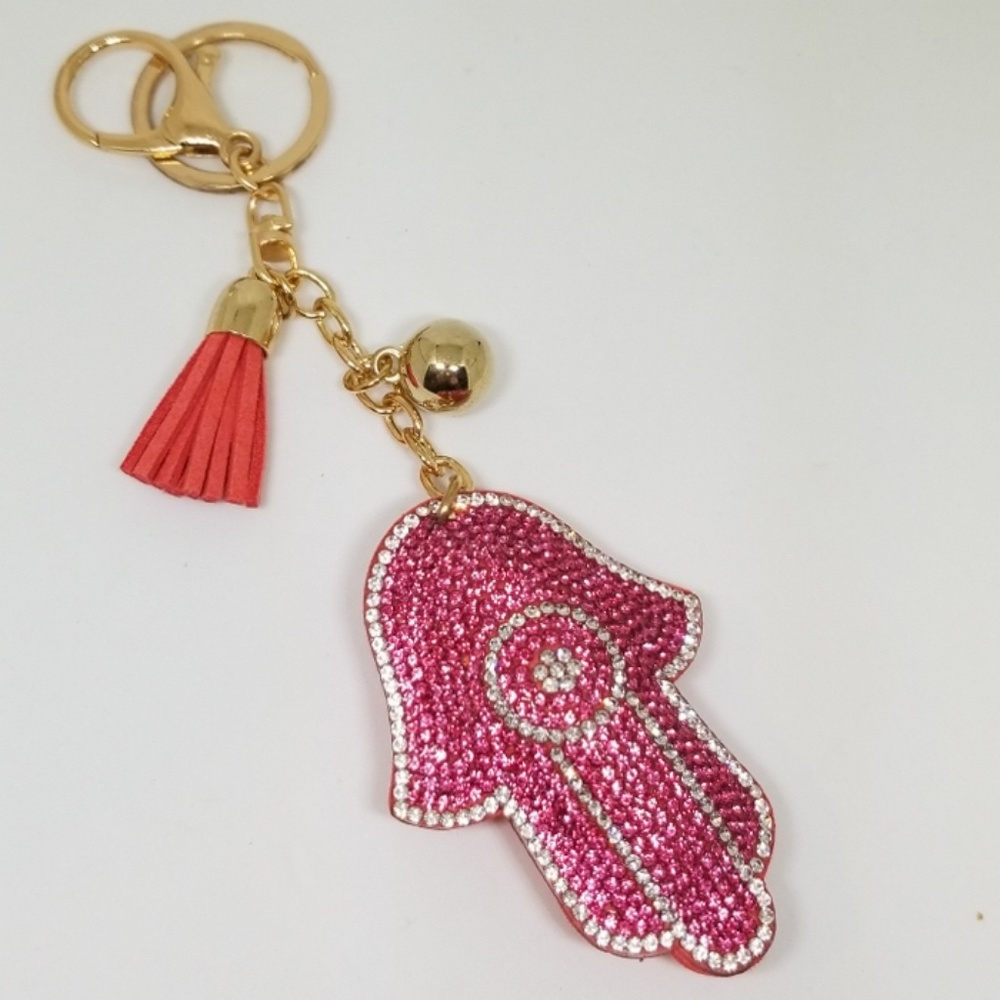 Hamsa Evil Eye Rhinestone Keychain